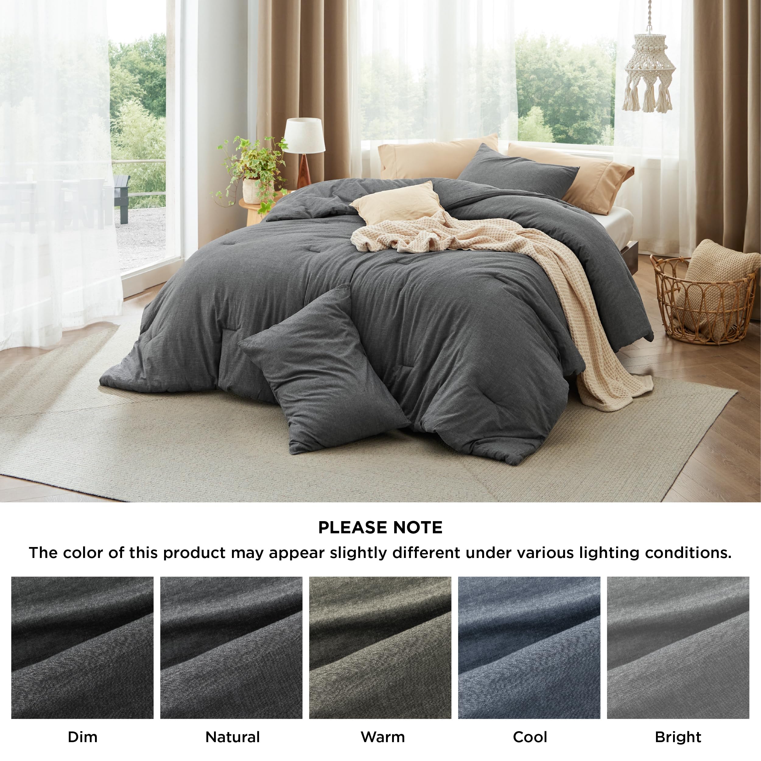 Amazon｜Bedsure 掛け布団セット クイーンサイズ ダークグレー